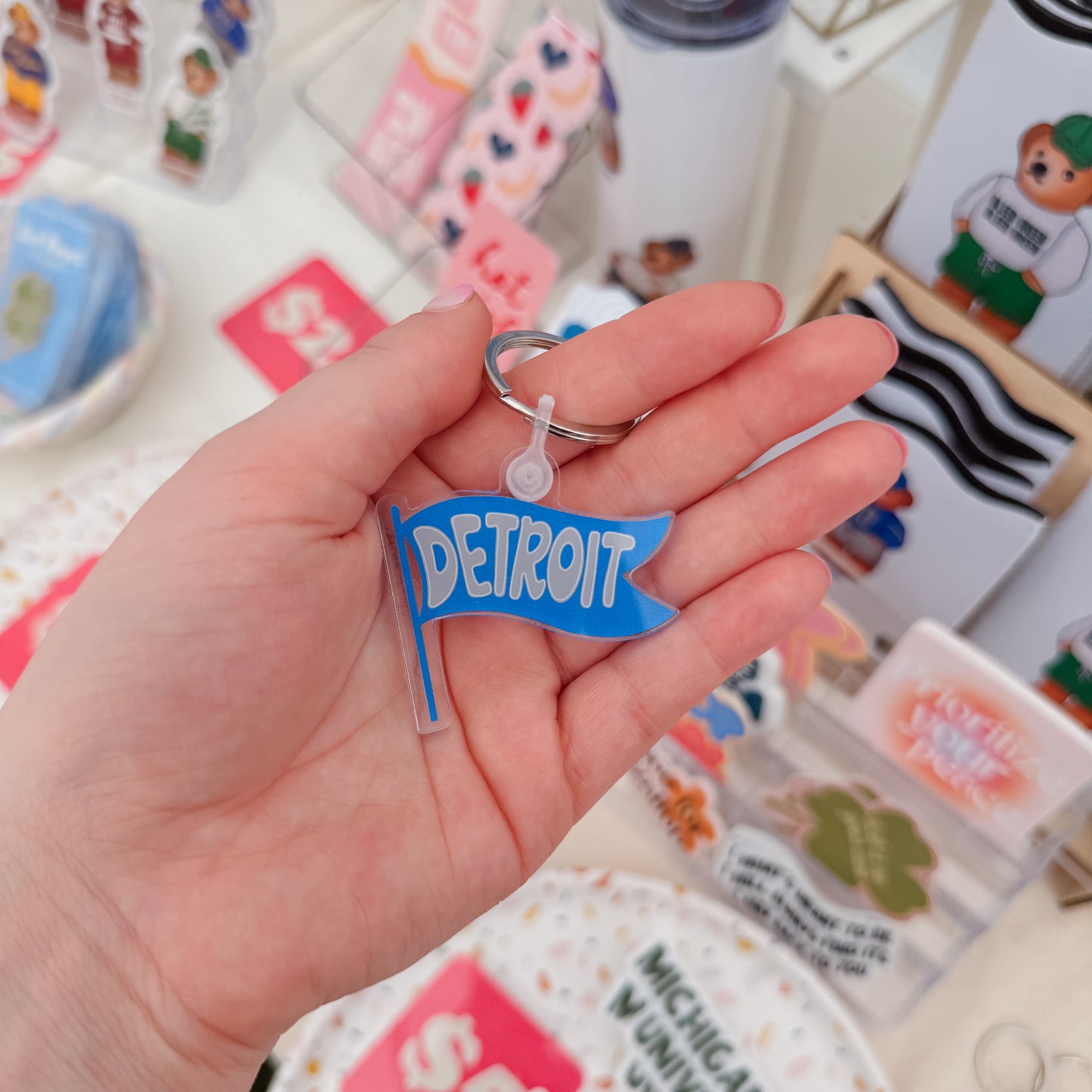 Detroit Lions Flag Keychain
