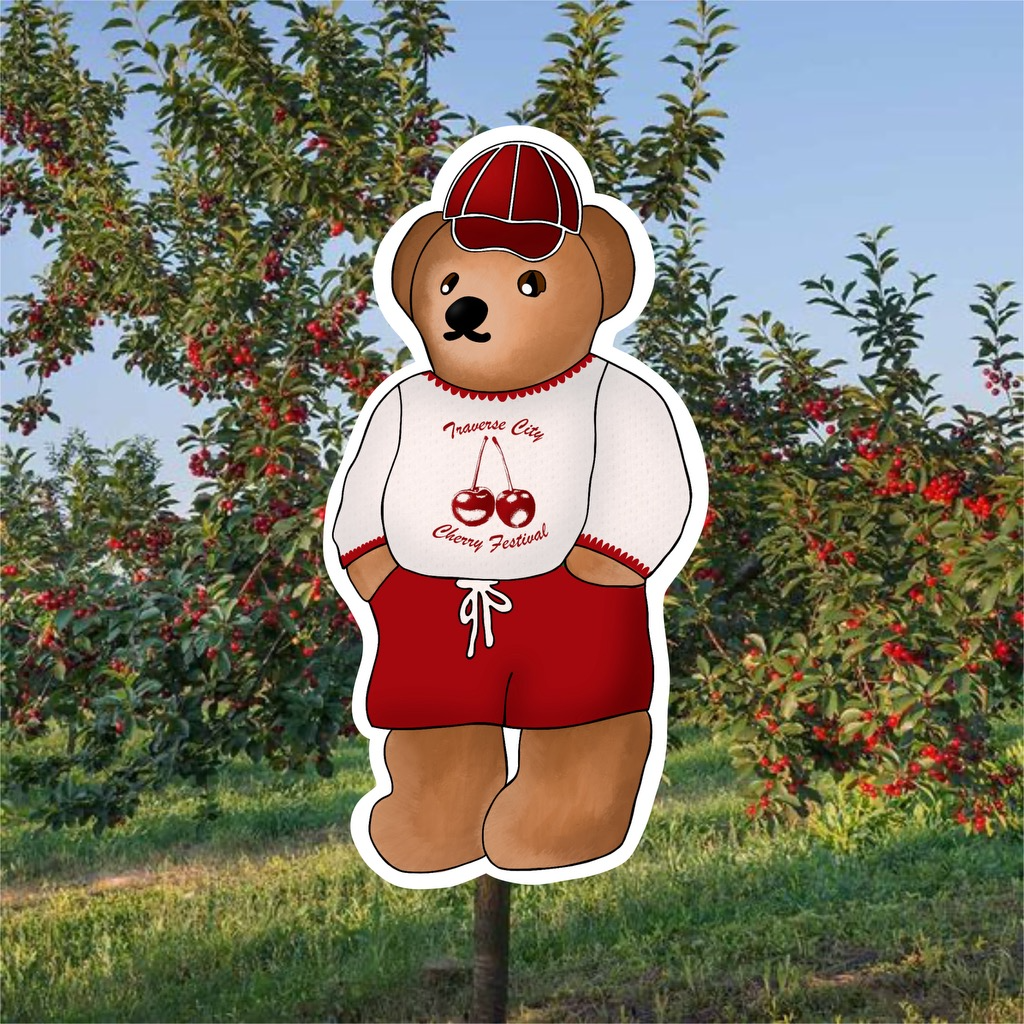 Traverse City Cherry Teddy Sticker