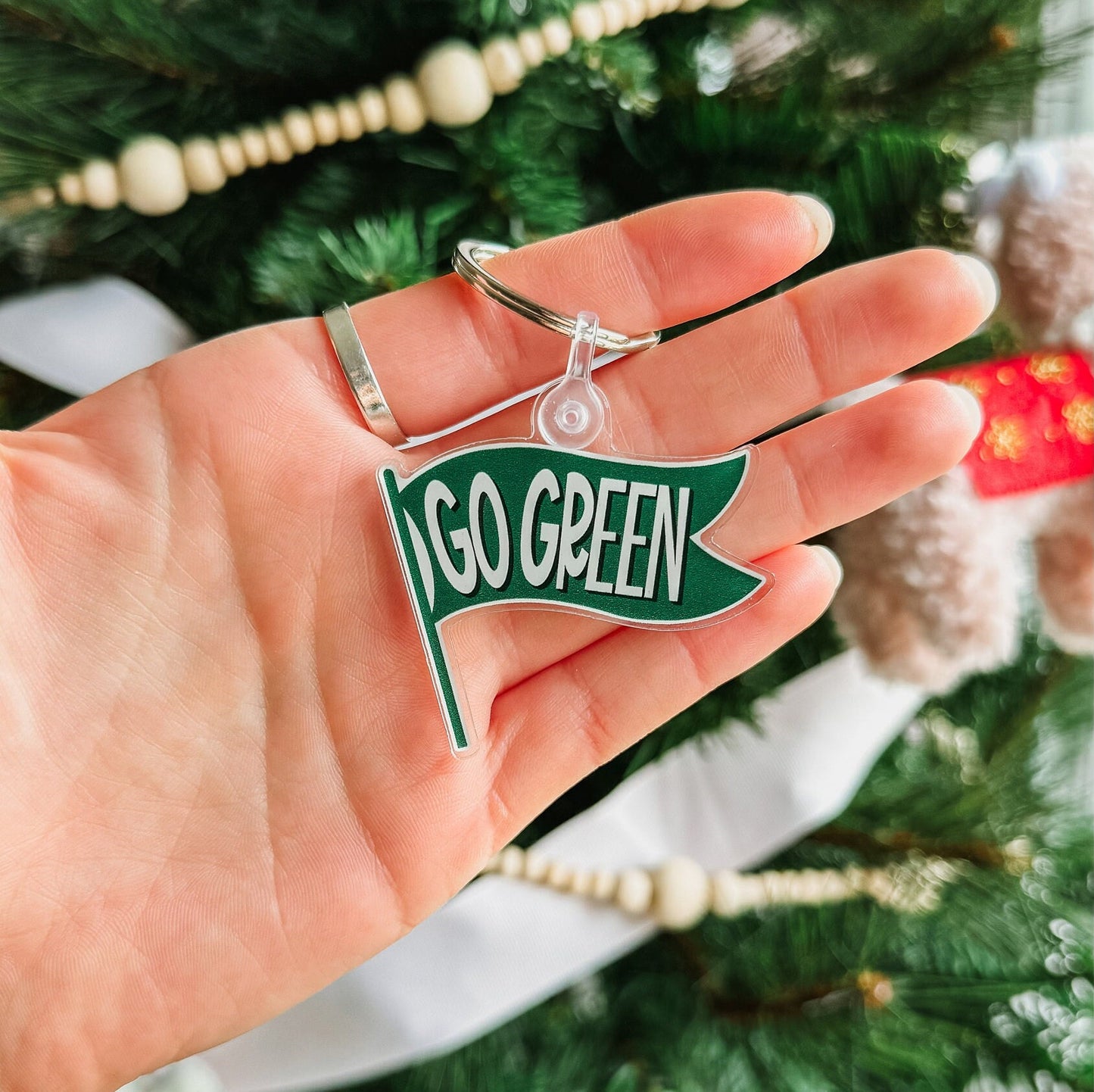 Go Green Flag Keychain